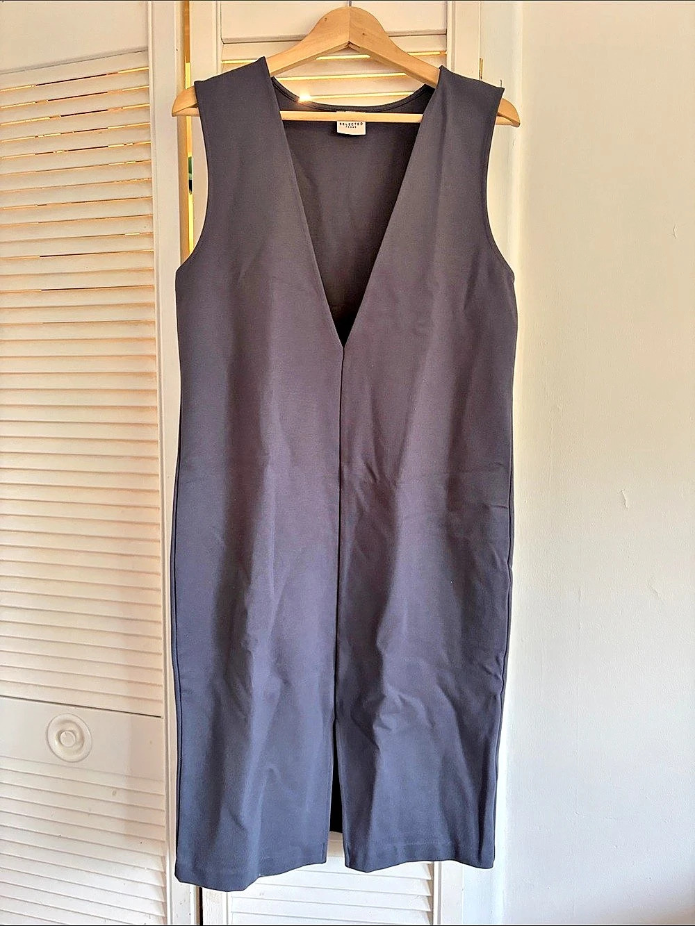 Selected Femme Sleeveless jumper dress in grey Size Medium